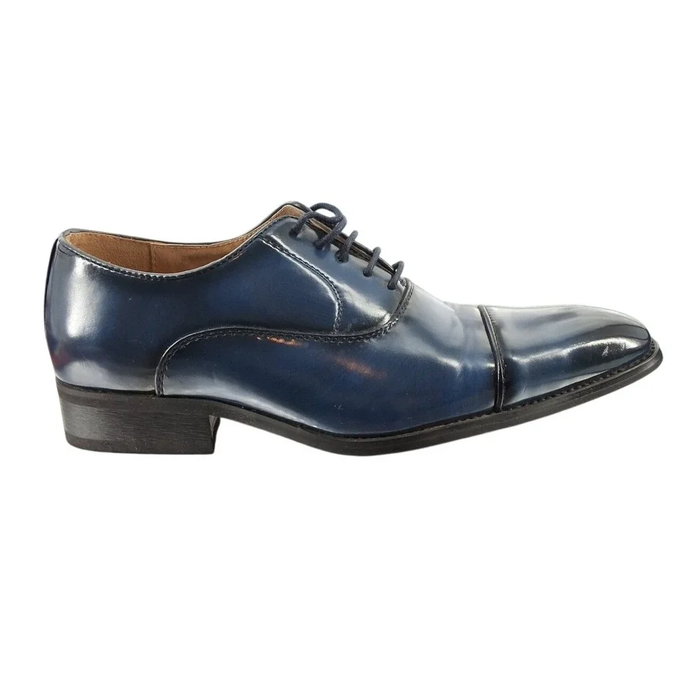 Giorgio Italia Men's Blue Cap Toe Oxfords - Size 7.5 - PU Upper‎ Leather Lined